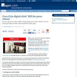 Coca-Cola digital chief: 'Kill the press release'