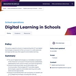 Digital Learning in Schools: Policy