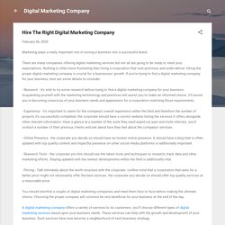 Hire The Right Digital Marketing Company
