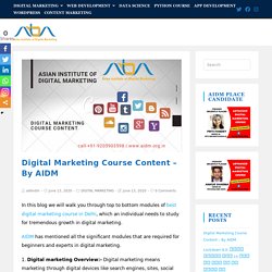 Digital Marketing Course Content - By AIDM
