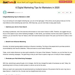 6 Digital Marketing Tips for Marketers in 2020