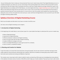 Digital Marketing Course Syllabus With 30 Advance Skills