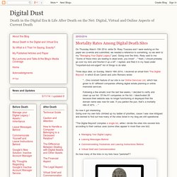 Digital Dust: Mortality Rates Among Digital Death Sites
