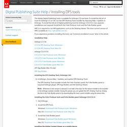 Digital Publishing Suite * Installing digital publishing tools