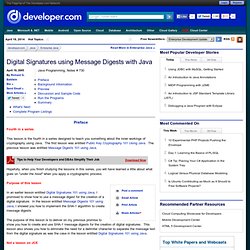 Digital Signatures using Message Digests with Java