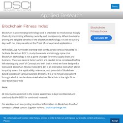 Digital Supply Chain Institute - Blockchain Fitness Index - Interactive Tool To Assess Applicability and Potential of Blockchain Based Solutions