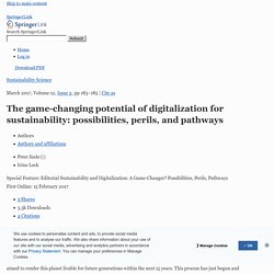 The game-changing potential of digitalization for sustainability: possibilities, perils, and pathways