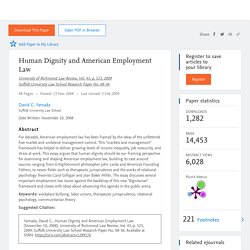 Human Dignity and American Employment Law by David C. Yamada