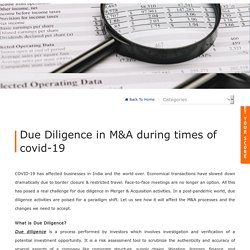 Due Diligence in M&A during times of covid-19