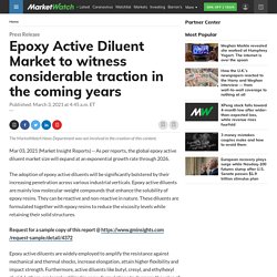 Epoxy Active Diluent Market to witness considerable traction in the coming years