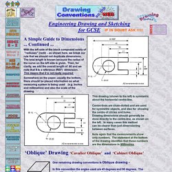 Dimensions on drawings - Cabinet Oblique and Cavalier Oblique. Drawing guides - Radius and radii dimensioning - Positioning of dimensions on Engineering and technical drawings for high school students at KS3, KS4 and KS5 - Design & Technology On The Web -