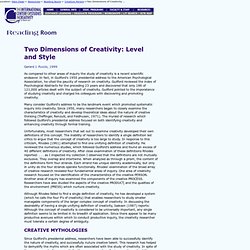 ICSC- Dimensions of Creativity: Level and Style