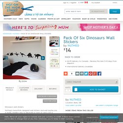 pack of six dinosaurs wall stickers by nutmeg