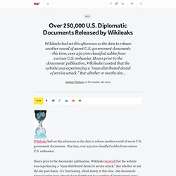 Over 250,000 U.S. Diplomatic Documents Released by Wikileaks