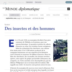 Des insectes et des hommes, par Lucie Geffroy (Le Monde diplomatique, septembre 2016)