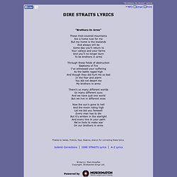 DIRE STRAITS LYRICS - Brothers In Arms