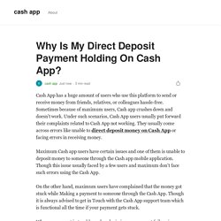 Why Is My Direct Deposit Payment Holding On Cash App?