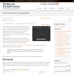 DirectCompute’s unpopularity - Blog - StreamComputing
