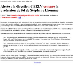Alerte : la direction d'EEVL censure la profession de foi de Stéphane Lhomme
