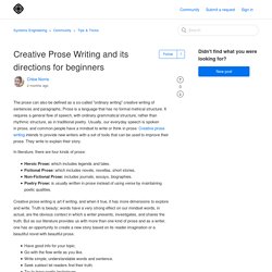 Creative Prose Writing and its directions for beginners – Systems Engineering