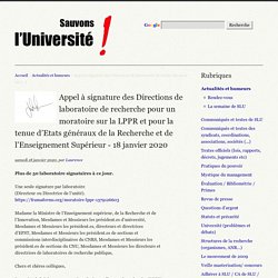 Appel à signature des Directions de laboratoire de recherche pour un