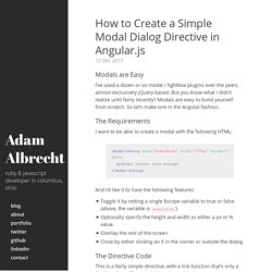 How to Create a Simple Modal Dialog Directive in Angular.js · Adam Albrecht