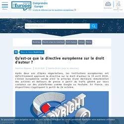 Qu'est-ce que la directive européenne sur le droit d'auteur ? - Numérique - Toute l'Europe