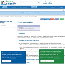 Directives anticipées - Module 1 - Autonomie et droits de la personne - Cours aides-soignants - EspaceSoignant.com