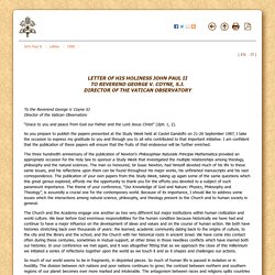 Letter to Father George V. Coyne, Director of the Vatican Observatory (June 1, 1988)