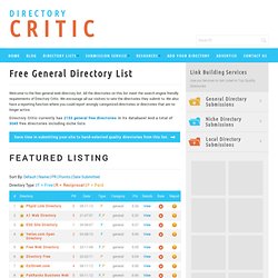 Free Web Directories - Lists of Free Directories - Directory Critic