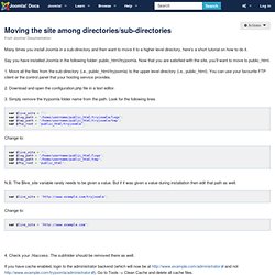 Moving the site among directories/sub-directories