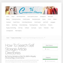 How To Search Self Storage Article Directories