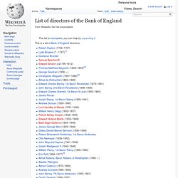 List of directors of the Bank of England