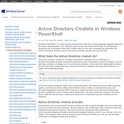 Active Directory Cmdlets in Windows PowerShell