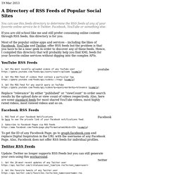 RSS Feeds Directory for Twitter, Facebook, YouTube, etc.