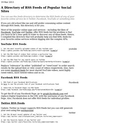 RSS Feeds Directory for Facebook, YouTube, Pinterest and More