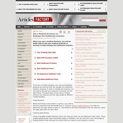 Use a Medical Directory to Reshape the Healthcare Industry