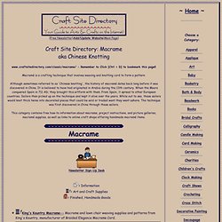 Craft Site Directory - Macrame / Chinese Knotting