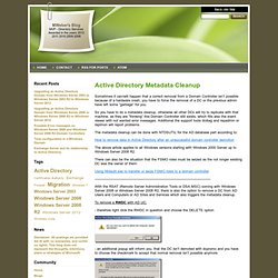 Active Directory Metadata Cleanup - MWeber's Blog