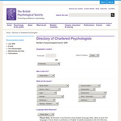 Directory of Chartered Psychologists
