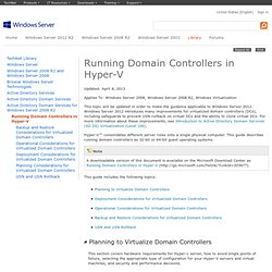 Virtual Active Directory Domain Services Domain Controllers Hyper-V