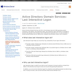 Active Directory Domain Services: Last Interactive Logon