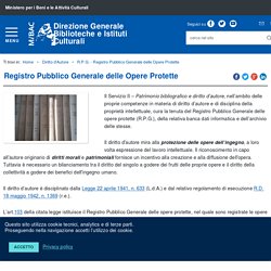 Direzione Generale Biblioteche e Istituti Culturali R.P.G. - Registro Pubblico Generale delle Opere Protette