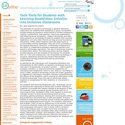 Tech Tools for Students with Learning Disabilities: Infusion into Inclusive Classrooms