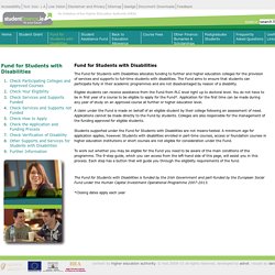Fund for Students with Disabilities - Welcome to studentfinance.ie!