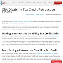 CRA Disability Tax Credit Retroactive Claims
