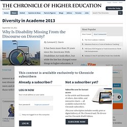 Why Is Disability Missing From the Discourse on Diversity? - Diversity in Academe