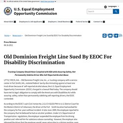 Old Dominion Freight Line Sued By EEOC For Disability Discrimination