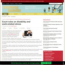 urt rules on disability and work-related stress