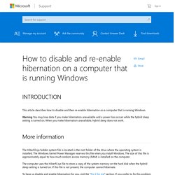 How to disable and re-enable hibernation on a computer that is running Windows